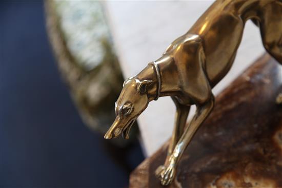 A French Art Deco silvered and painted model of a huntress, 23in.